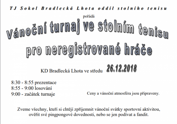 Vánoční turnaj ve stolním tenisu 2018