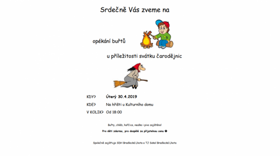 Svátek čarodějnic - Opékání buřtů