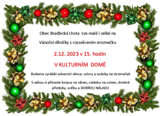 Vánoční dílničky s rozsvěcením stromku u KD