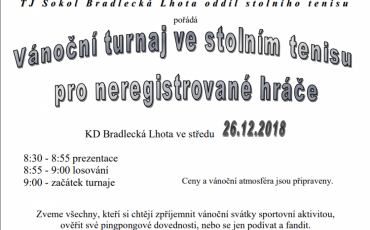 Vánoční turnaj ve stolním tenisu 2018