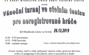 Vánoční turnaj ve stolním tenisu 2019